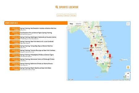 Sports Locator results